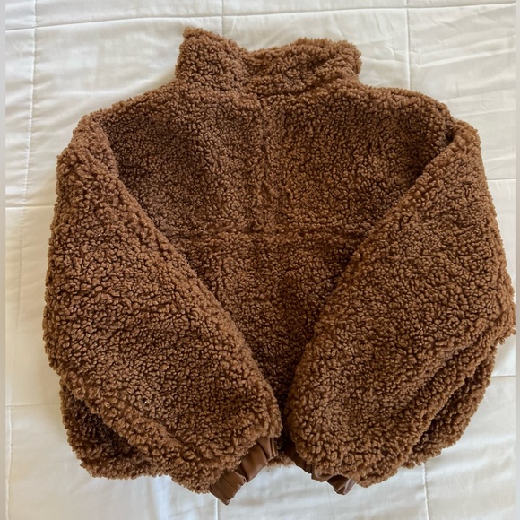 BLANKNYC Faux Shearling with Faux Leather Trim Bomber Jacket - Picture 4 of 5